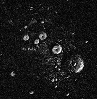 A radar image of the north polar region of Mercury