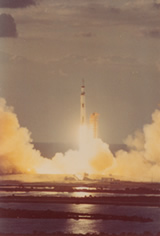 The lift-off of one of the Apollo missions