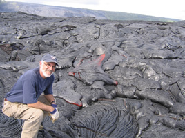 Richard Starr exploring new lava fields on the Big Island of Hawaii