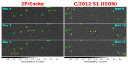 MESSENGER's First Images of Comets Encke and ISON
