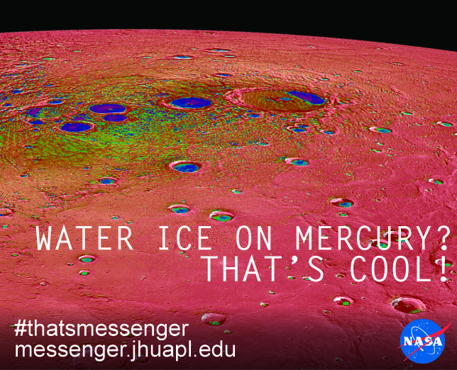 Water ice was discovered in the permenently shadowed craters on Mercury